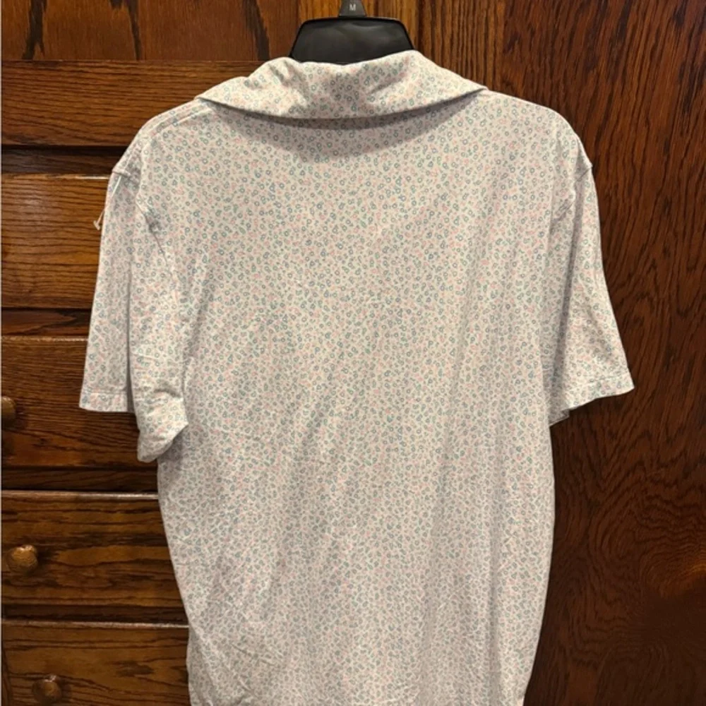 J. Crew White and Blue Patterned Polo Shirt